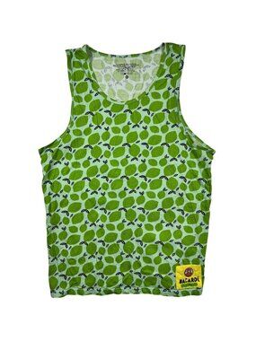 Bacardi Lime Tank Top Green Citrus Print Graphic Sleeveless Limited Edition - M